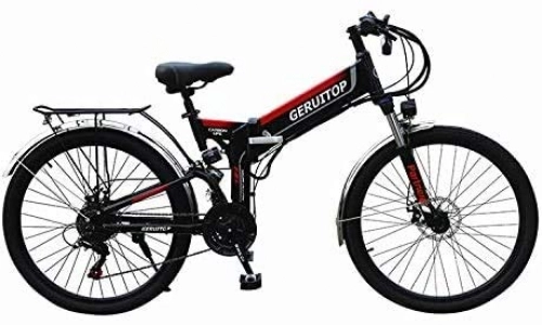 Bici elettriches : YAOJIA Bicicletta Uomo Mountain Bike E-Bike Pieghevole da 26 Pollici da Uomo Adulto | con Bicicletta da Bicicletta Ibrida da Strada con Batteria agli Ioni di Litio da 48 V 10, 4 Ah Bicicletta Bike