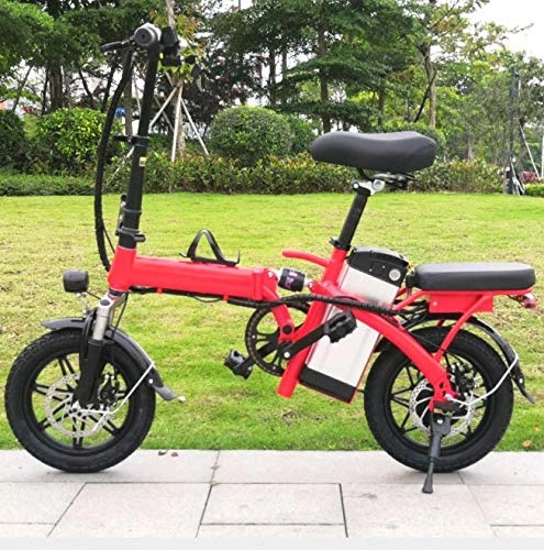 Bici elettriches : YPLDM Pieghevole Bicicletta elettrica Ultralight Portatile ciclomotore per Auto elettrica Auto elettrica Batteria al Litio, Rosso