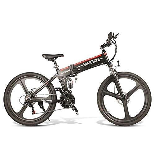 Bici elettriches : YRXWAN Mountain Bike elettrica, Bicicletta elettrica Pieghevole da 26 '' con Batteria agli ioni di Litio Rimovibile 48V 350W per Adulti, Nero