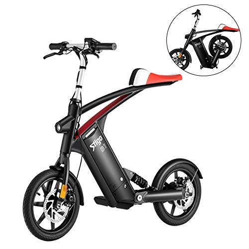 Bici elettriches : YXYBABA Bicicletta elettrica pieghevole 250 W motore bicicletta pieghevole 25 km / h bici elettrica per adulti con ruote da 14", batteria 36 V 10 Ah, sedile regolabile