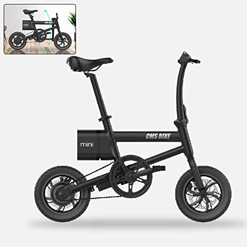 Bici elettriches : YXYBABA - Bicicletta elettrica pieghevole, 250 W, motore per bicicletta pieghevole, 25 km / h, bicicletta elettrica per adulti, con ruote da 12", batteria 36 V 6.0 Ah, sedile regolabile nero