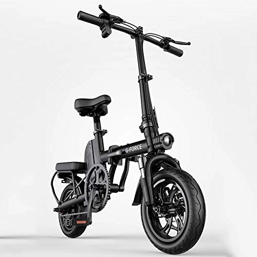 Bici elettriches : ZBB Bicicletta elettrica Pieghevole da 12 Pollici Mountain Bike elettrica per Adulti con Batteria agli ioni di Litio 48V E-Bike 400 W Potente Motore velocit Massima 25 KM / H per Adulte, Black, 40to60KM