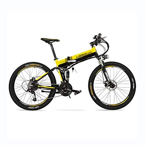 Bici elettriches : ZDDOZXC XT750 Batteria al Litio Nascosta da 36 V 12, 8 Ah, Bici elettrica a Pedale Pieghevole da 26", velocit 25~35 km / h, Mountain Bike, Forcella Ammortizzata, Pedelec.