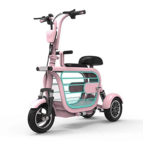 Bici elettriches : ZGYQGOO Scooter Elettrico a Mobilità ridotta a 3 Ruote, Bicycle-34Km / H Elettrico, Design Facile da trasportare e ripiegare, Adulto Ultraleggero, Rosa
