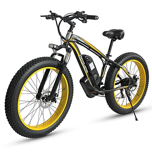 Bici elettriches : ZISITA Bicicletta elettrica Adulto E-BikeBiciclette all Terrain 26"48 V 350W Motore 15 Ah Batteria al Litio Rimovibile, Giallo