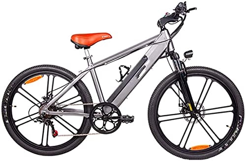 Bici elettriches : ZJZ Mountain Bike elettrica per Adulti, Motore da 350 W per pendolari Urbani da 26 Pollici E-Bike in Lega di Alluminio Shock Batteria al Litio Rimovibile a 6 velocità 48V / 10AH Unisex