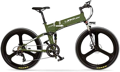 Bici elettriches : ZJZ Ruota Integrata per Bici elettrica con Pedale Pieghevole da 26 Pollici Adotta 36 V 12, 8 Ah velocità della Batteria al Litio Nascosta 25~35 km / h