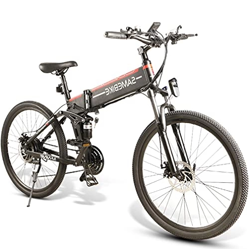Bici elettriches : ZWJABYY Mountain Bike E-Bike 26 Pollici, Mountain Bike Elettrica Pieghevole per Adulti, con Motore da 500W, Batteria al Litio Estraibile 48V / 10Ah, Cambio Shimano A 21 velocità, per Donna E Uomo, Black