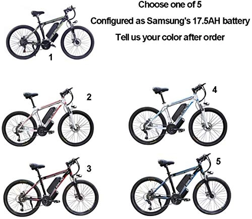 Bici elettriches : ZXL Biciclette Elettriche per Adulti, 360W Bicicletta Rimovibile in Lega Di Alluminio 48V / 10Ah, Batteria Agli Ioni Di Litio Mountain Bike / Commute Ebike, Nero Blu, 17.5Ah