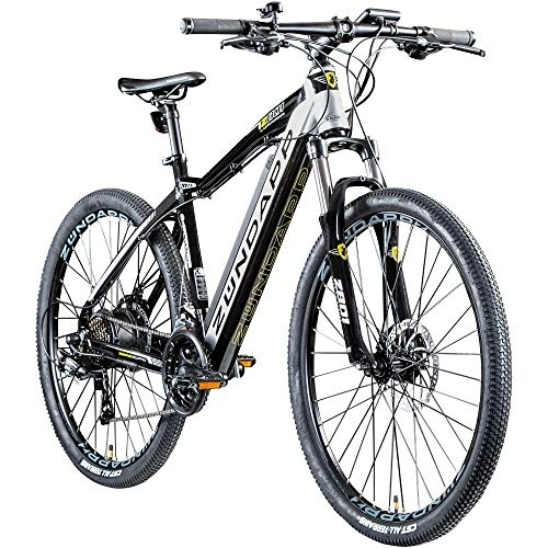 Bici elettriches : Zündapp Z801 Ebike Mountain Bike 27, 5 pollici E-bike 650B Mountain Bike Shimano Deragliatore elettrico bicicletta uomo pedelec bike Hardtail (nero / argento, 48 cm)