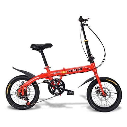 Bici pieghevoli : 14 inch Folding Bike for Adulti Uomini e Le Donne Mini Folding Bike Diverse velocità Leggero (Color : Red)