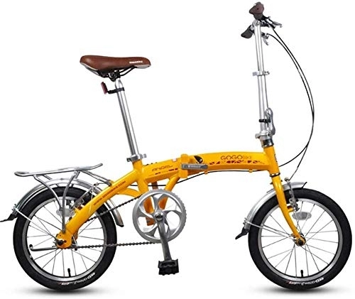 Bici pieghevoli : 16" Biciclette pieghevoli, adulti Kids Mini Single Speed ​​pieghevole bicicletta, lega di alluminio leggero portatile pieghevole Città della bici, (Color : Beige)