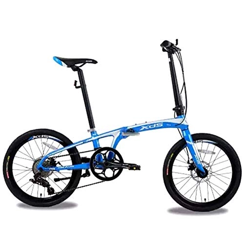 Bici pieghevoli : 20" Biciclette pieghevoli, adulti unisex 8 velocità del doppio freno a disco Leggero Folding Bike, lega di alluminio leggero della bicicletta portatile yqaae (Color : Blue)