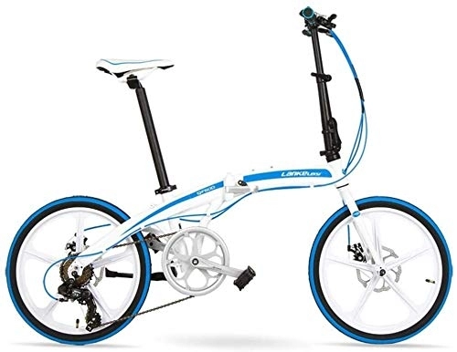 Bici pieghevoli : 7 Velocità bicicletta pieghevole, adulti unisex 20" Biciclette pieghevoli Light Weight, Telaio lega di alluminio leggero portatile pieghevole biciclette, (Color : White)