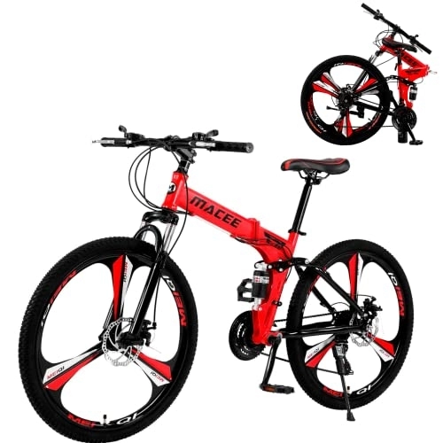 Bici pieghevoli : AASSDOO Mountain Bike Pieghevole per Adulti - 21 velocità - con Freni a Doppio Disco a 21 velocità Bicicletta Sportiva per Adulti Antiscivolo Completa da 26 Pollici Bicicletta a
