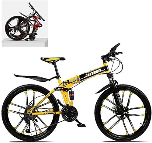 Bici pieghevoli : Adult-bcycles BMX 24 pollici pieghevole mountain bike, alto tenore di carbonio telaio in acciaio a doppia Shock assorbimento variabile, All Terrain rapida pieghevole for adulti Off-Road bicicletta