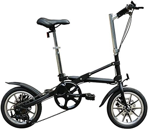 Bici pieghevoli : Adulti Biciclette pieghevoli, da 14 pollici Mini Disc Brake pieghevole biciclette, Donne Uomini-alto tenore di carbonio in acciaio Super Compact telaio rinforzato Commuter Bike, (Color : Black)