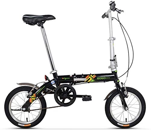Bici pieghevoli : Adulti Biciclette pieghevoli, unisex bambini Single Speed ​​pieghevole biciclette, leggero portatile Mini 14 pollici telaio rinforzato Commuter Bike, (Color : Black)