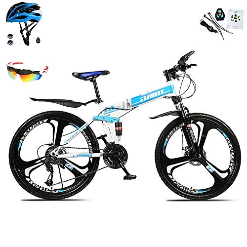 Bici pieghevoli : AI-QX Mountain Bike 26 Pollici, Pieghevole, Cambio 30 velocità, Blu