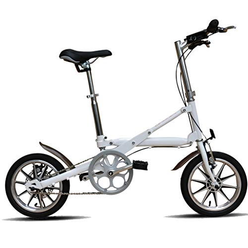 Bici pieghevoli : AIAIⓇ Bicicletta Pieghevole Bicicletta in Lega di Alluminio 35cm Freni a Disco Ruota Bicicletta da Passeggio Leggera per Uomo e Donna - Bianca