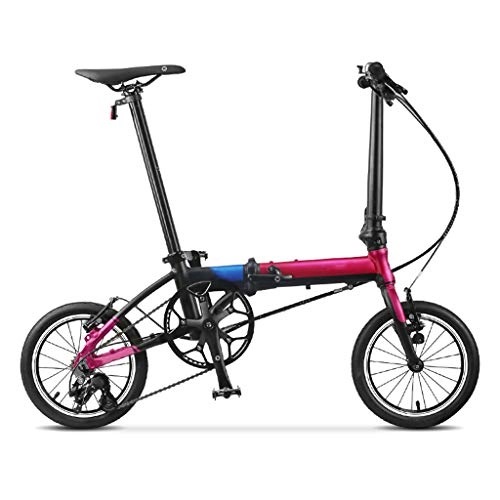 Bici pieghevoli : AIAIⓇ Bicicletta Pieghevole Mini Ultra Leggera 36 cm Piccola Rotonda per Studenti e Donne Adulti Bicicletta per Uomo - Rosa Rossa