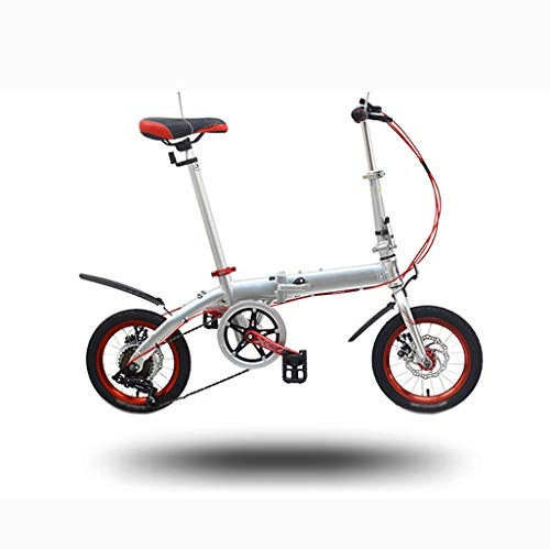 Bici pieghevoli : AIAIⓇ Bicicletta Pieghevole Pieghevole in Lega di Alluminio Mini Ultraleggero Portatile Mini Studenti per Adulti Uomini e Donne Ruota da 34 cm - Argento
