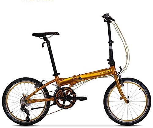 Bici pieghevoli : AJH Biciclette Pieghevoli Bicicletta Unisex 20 Pollici Ruota di Piegatura Ultra Luce Portatile per Adulti Bicicletta (Colore: Oro, Dimensioni: 150 * 32 * 107cm)