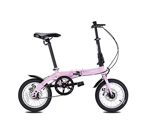 Bici pieghevoli : AOHMG Bicicletta Pieghevole velocità Singola Bici Pieghevole, con Frame Durable, Pink_14in