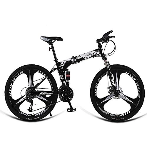 Bici pieghevoli : AQAWAS 24-inch Adulti Folding Bike, 24 velocità Pieghevole Compatto Biciclette, Outroad Mountain Bike Grande per Urban Riding e Il pendolarismo, White