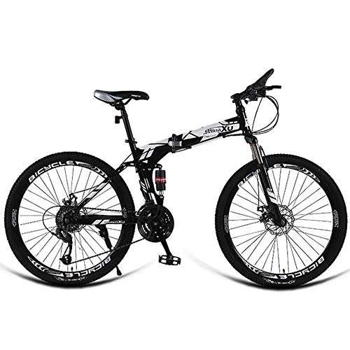 Bici pieghevoli : AQAWAS 24-inch Adulti Folding Bike, 27-velocità Anteriore e Posteriore Parafanghi Pieghevole Compact Biciclette, Grande per Urban Riding e Il pendolarismo, White