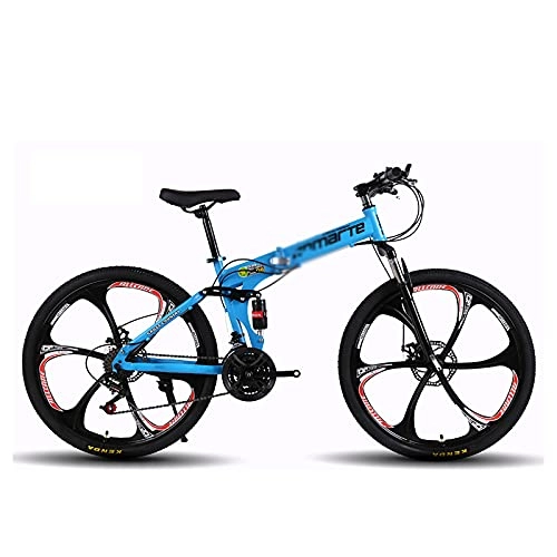 Bici pieghevoli : ASDF - Bicicletta da montagna pieghevole, per adulti, velocità 26 pollici, per bicicletta o bici a sei coltelli blu cielo 26 pollici, 21 velocità