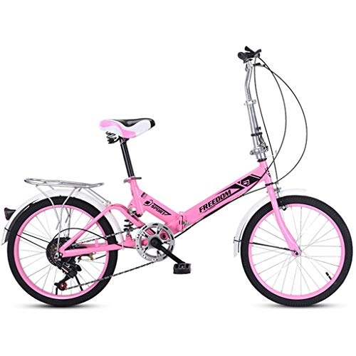 Bici pieghevoli : ASYKFJ Bicicletta Pieghevole 20 Pollici Leggero Mini Folding Bike Piccolo Portatile Bici Adulta Studente, Tre Colori (Color : Pink)