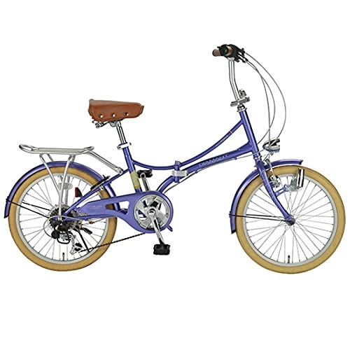 Bici pieghevoli : ASYKFJ bicicletta pieghevole bicicletta pieghevole, telaio posteriore può trasportare persone, altezza sedile regolabile, tre colori, 20 pollici 6 velocità, bicicletta unisex (colore : viola)