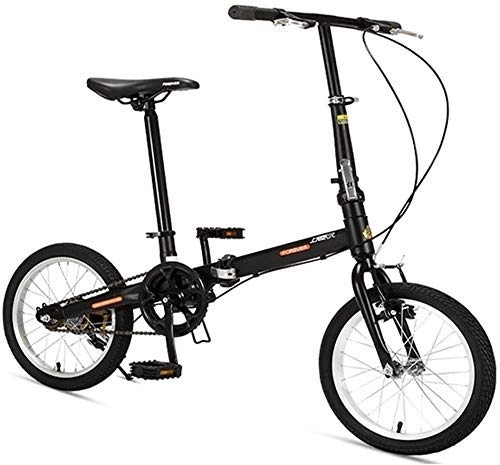 Bici pieghevoli : AYHa 16" Biciclette pieghevoli, ad alta acciaio al carbonio Leggero Folding Bike, Mini Single Speed ​​telaio rinforzato Commuter Bike, leggero portatile, Nero