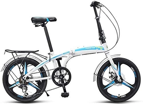 Bici pieghevoli : AYHa Adulti Biciclette pieghevoli, 20" ad alta acciaio al carbonio pieghevole City Bike biciclette, pieghevole bicicletta con posteriore Carry Rack, doppio freno a disco bicicletta, Blu