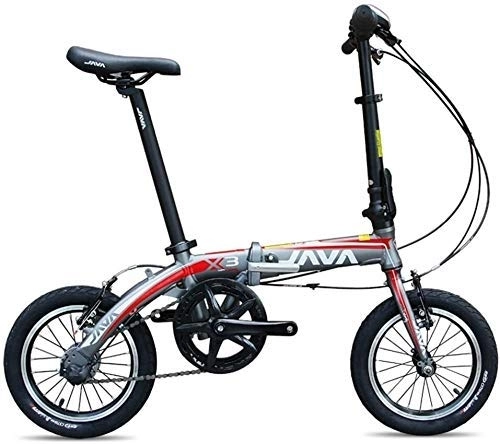 Bici pieghevoli : AYHa Biciclette Mini pieghevole, 14" 3 Velocità Super compatto telaio rinforzato Commuter Bike, leggero portatile Lega di alluminio pieghevole bicicletta, Grigio