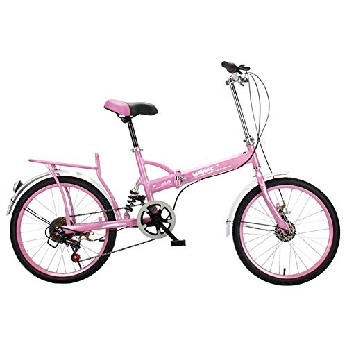 Bici pieghevoli : BEIGOO 20" Mini Bicicletta Pieghevole, Leggera Bici Pieghevole Portatile, per Adulto Unisex Alunno Bicicletta, elaio in Acciaio al Carbonio Biciclette-Rosa A-Single Speed
