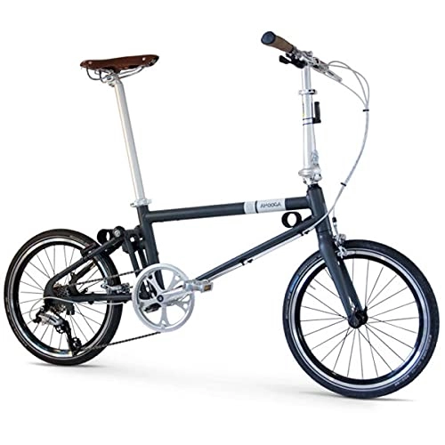 Bici pieghevoli : Bici da città Ahooga Stile Grigio - city bike con cerchi da 20 pollici, allestimento delux, cambio shimano, copertoni antiforatura e pedali salvaspazio