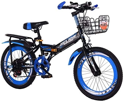 Bici pieghevoli : Bicicletta Bicicletta Pieghevole Bici della Strada 20 Pollici Bicicletta Scuola primaria di Mountain Bike Ammortizzante Bici for Adulti Compact Bicicletta Studenti (Color : Blue)