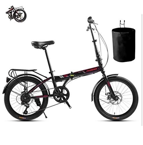 Bici pieghevoli : Bicicletta leggera pieghevole bici per adulti mini 20 pollici biciclette fuoristrada biciclette portatili da strada 7 velocità, risparmio di manodopera, tempo libero e trasporto comode biciclette