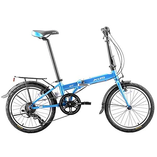Bici pieghevoli : Bicicletta pieghevole, bicicletta pieghevole per adulti, bicicletta per pendolari urbani in lega di alluminio da 20 pollici a 6 velocità, portatile leggero, biciclette con parafanghi anteriori e poste