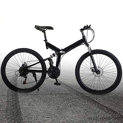 Bici pieghevoli : Bicicletta pieghevole da campeggio da 26 pollici, 21 marce, colore nero, portata 150 kg, mountain bike unisex