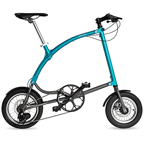 Bici pieghevoli : Bicicletta pieghevole OSSBY Curve Eco - Bicicletta da città pieghevole da città - 3 velocità - Ruota da 14" - Telaio in alluminio - Made in Europe (Turchese)