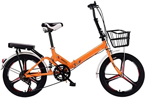 Bici pieghevoli : Bicicletta pieghevole per bambini / giovani, telaio in acciaio pieghevole a 7 velocità, per bambini, antiurto, anti-pneumatico pieghevole, 20 pollici, colore: arancione
