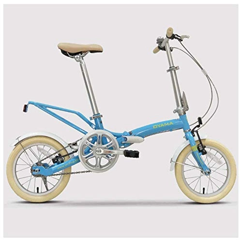 Bici pieghevoli : Biciclette Mini pieghevole, 14 pollici adulti Donne Single Speed ​​pieghevole bicicletta, leggero portatile Super compatto urbano Commuter biciclette yqaae (Color : Blue)