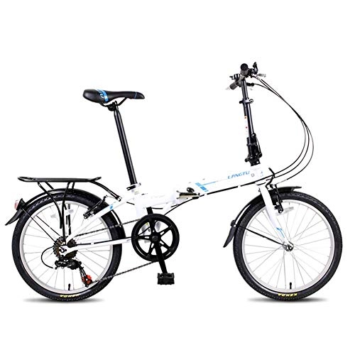 Bici pieghevoli : Biciclette pieghevoli per adulti, bicicletta pieghevole portatile leggera da 20 pollici a 7 velocità, bicicletta da pendolare urbana in acciaio ad alto tenore di carbonio con portapacchi posteriore Mo