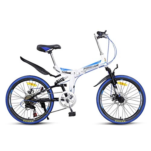 Bici pieghevoli : Biciclette pieghevoli per adulti Blu pieghevole della bici di montagna della bicicletta uomini e donne a velocità variabile Ultra luce portatile della bicicletta di 7 velocità Bike Pieghevole