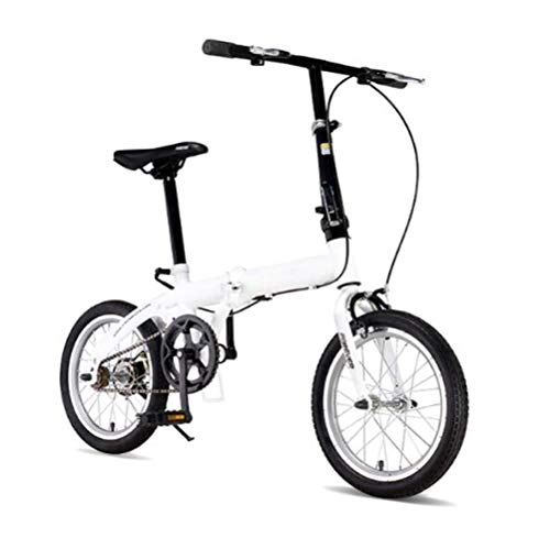 Bici pieghevoli : Bidetu Bicicletta da Città Donna, Uomo Alluminio Bici Pieghevole Leggera 12 kg Unisex City Bike - Regolabile Manubrio E Sella Comoda, v-Brake, velocità Singola / White