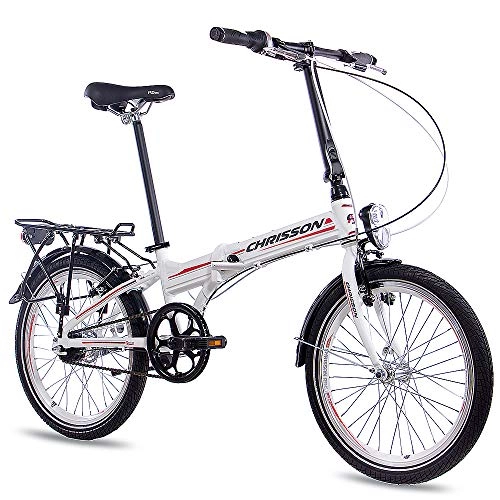 Bici pieghevoli : CHRISSON FOLDRIDER 3.0 Bicicletta pieghevole 20” in alluminio con 7 marce SHIMANO NEXUS, bianco