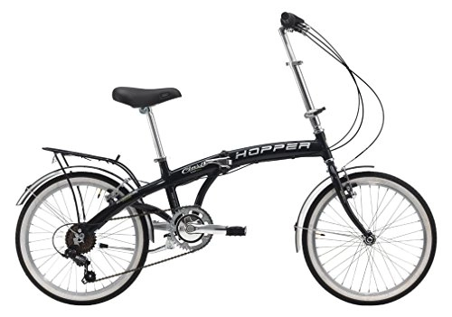 Bici pieghevoli : Cicli Cinzia Bicicletta 20" Citybike Hopper Alu 6 / V Revo Shift V-Brake Alluminio, Nero Lucido, Unisex – Adulto
